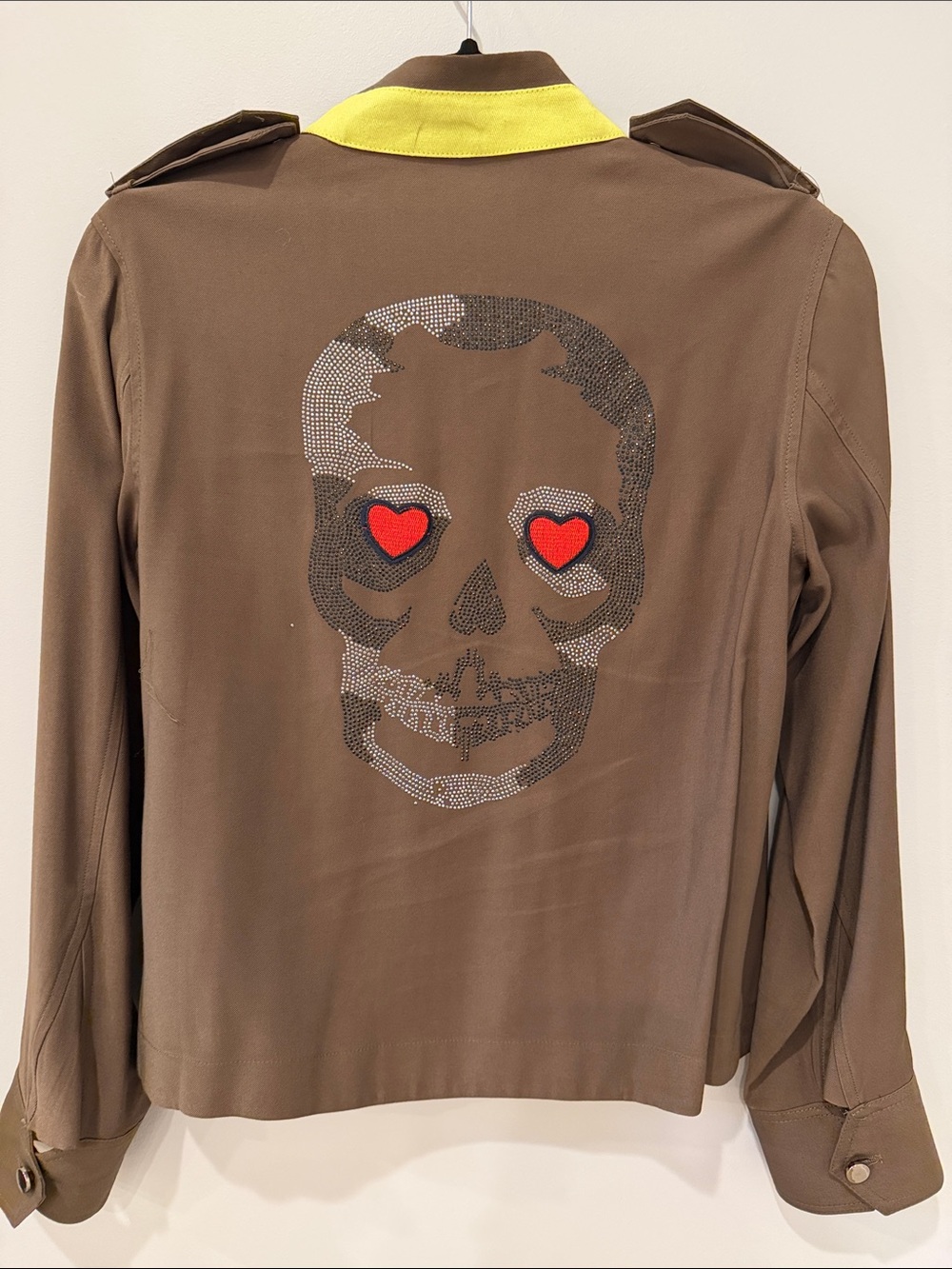 Army Green Skull Embellished Jacket